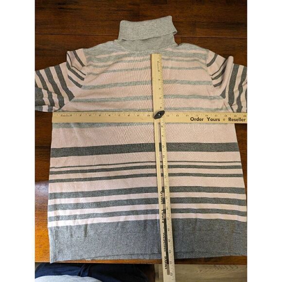 JOSEPH A | Striped Ribbed Turtleneck Sweater Top Petite Large - Picture 6 of 6